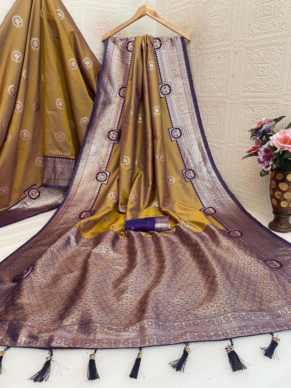 Regal  Silk Saree with Grand Zari Work -  GOLDEN