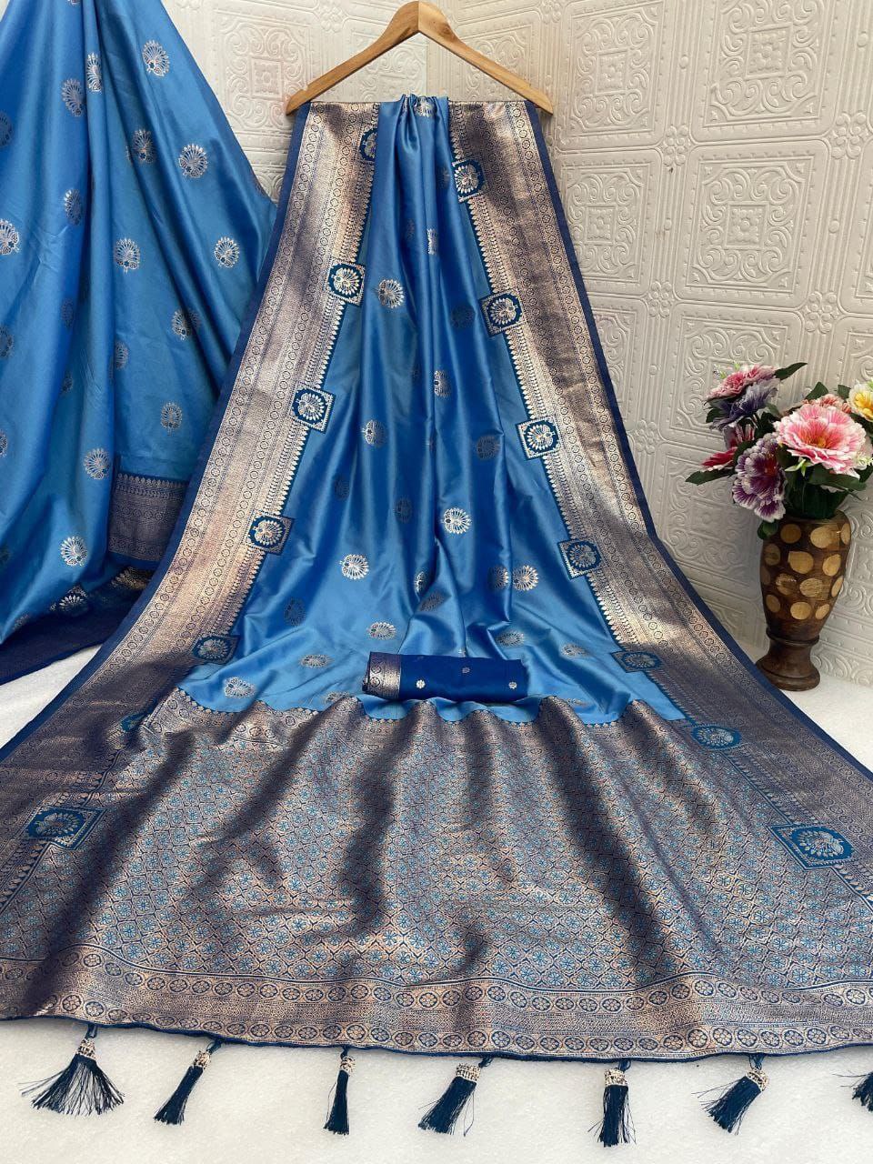 Regal  Silk Saree with Grand Zari Work -  SKY