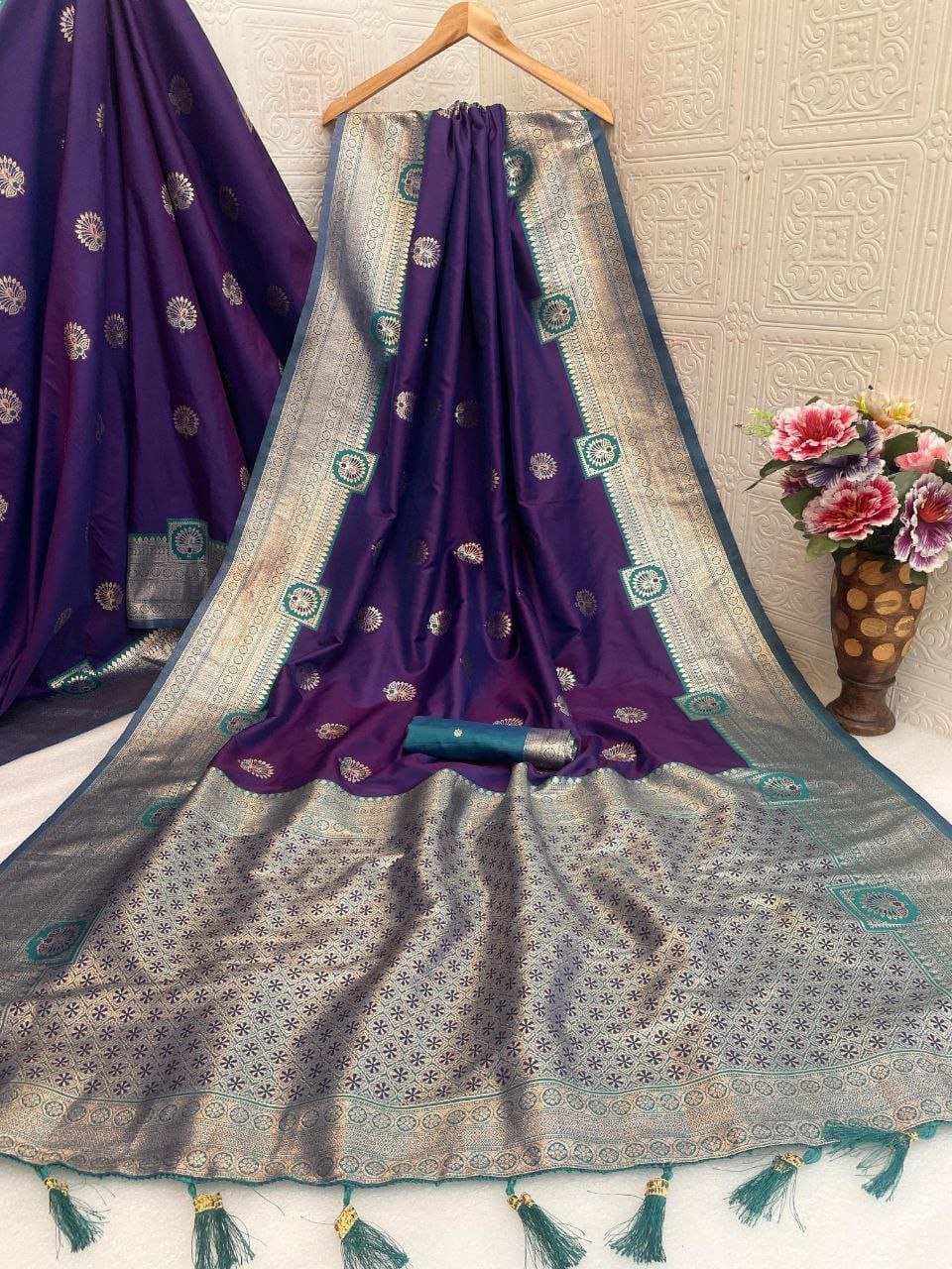 Regal  Silk Saree with Grand Zari Work -  DARK PURPLE