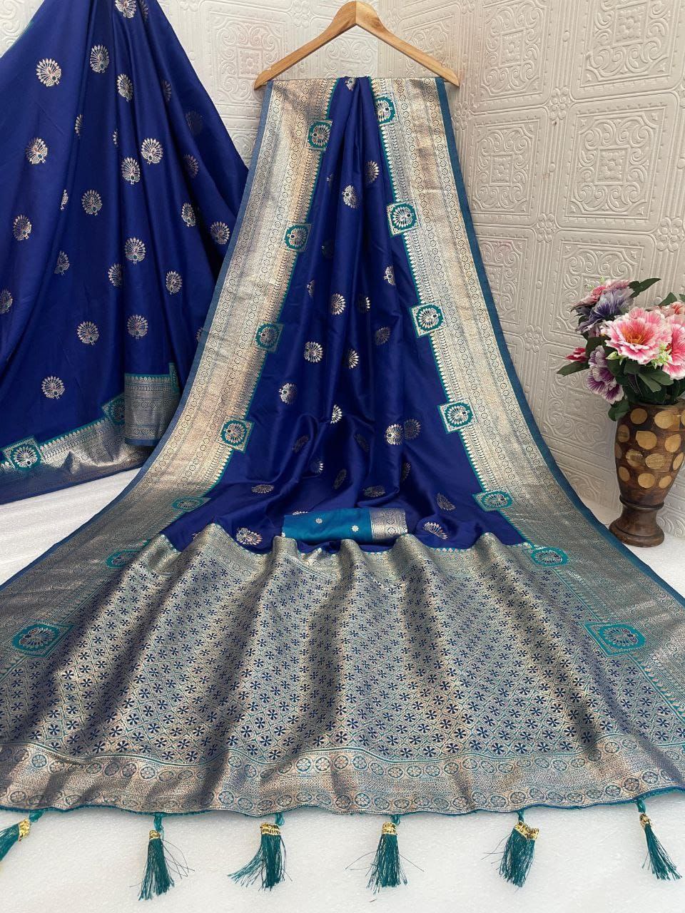 Regal  Silk Saree with Grand Zari Work -  DARK BLUE