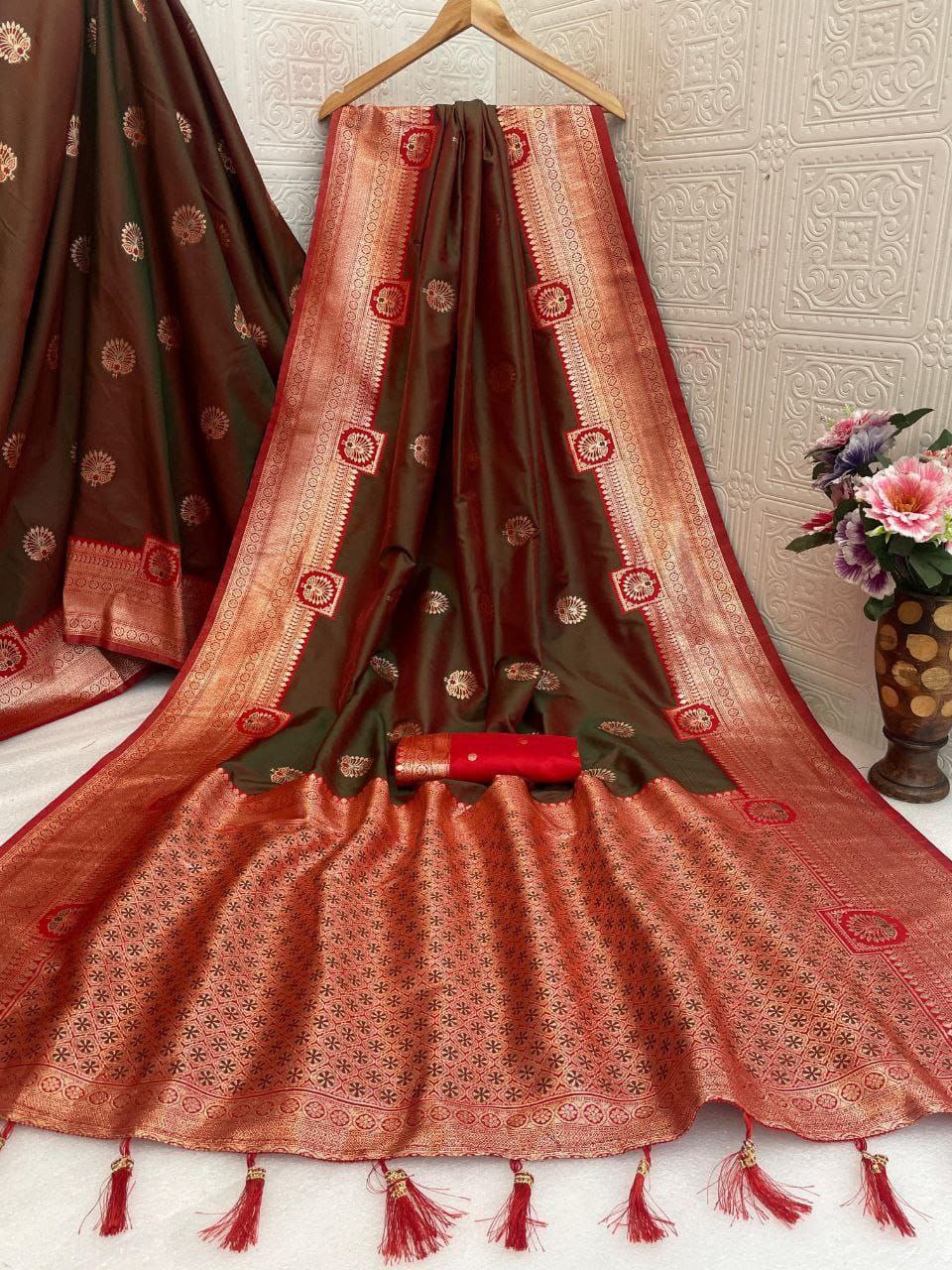 Regal  Silk Saree with Grand Zari Work -  BROWN