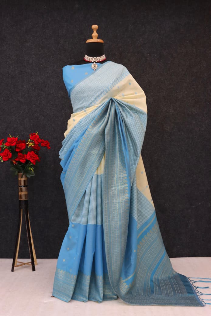 Royal Magenta & Midnight Black Heritage Silk Saree with Antique Gold Zari Border - SKY