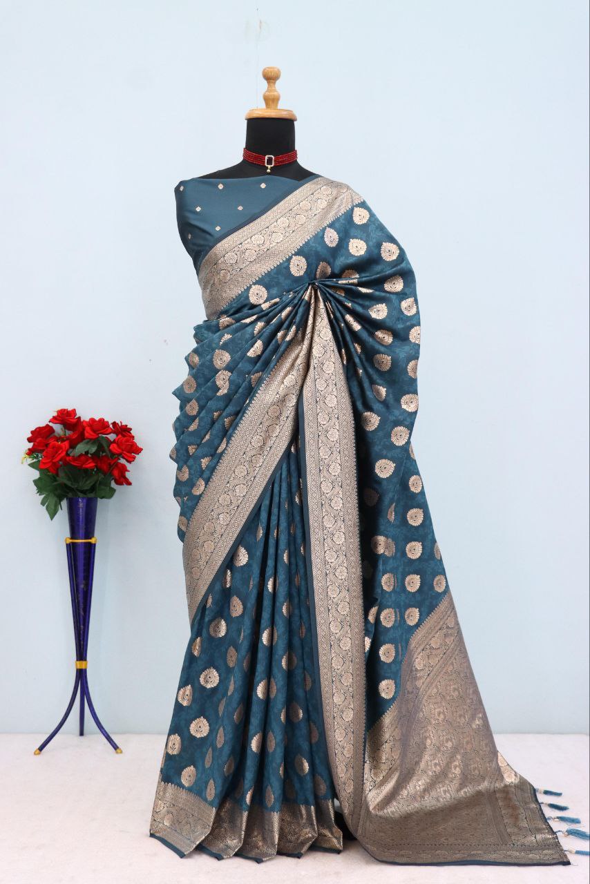 Emerald Olive Brocade Banarasi Saree - RAMA