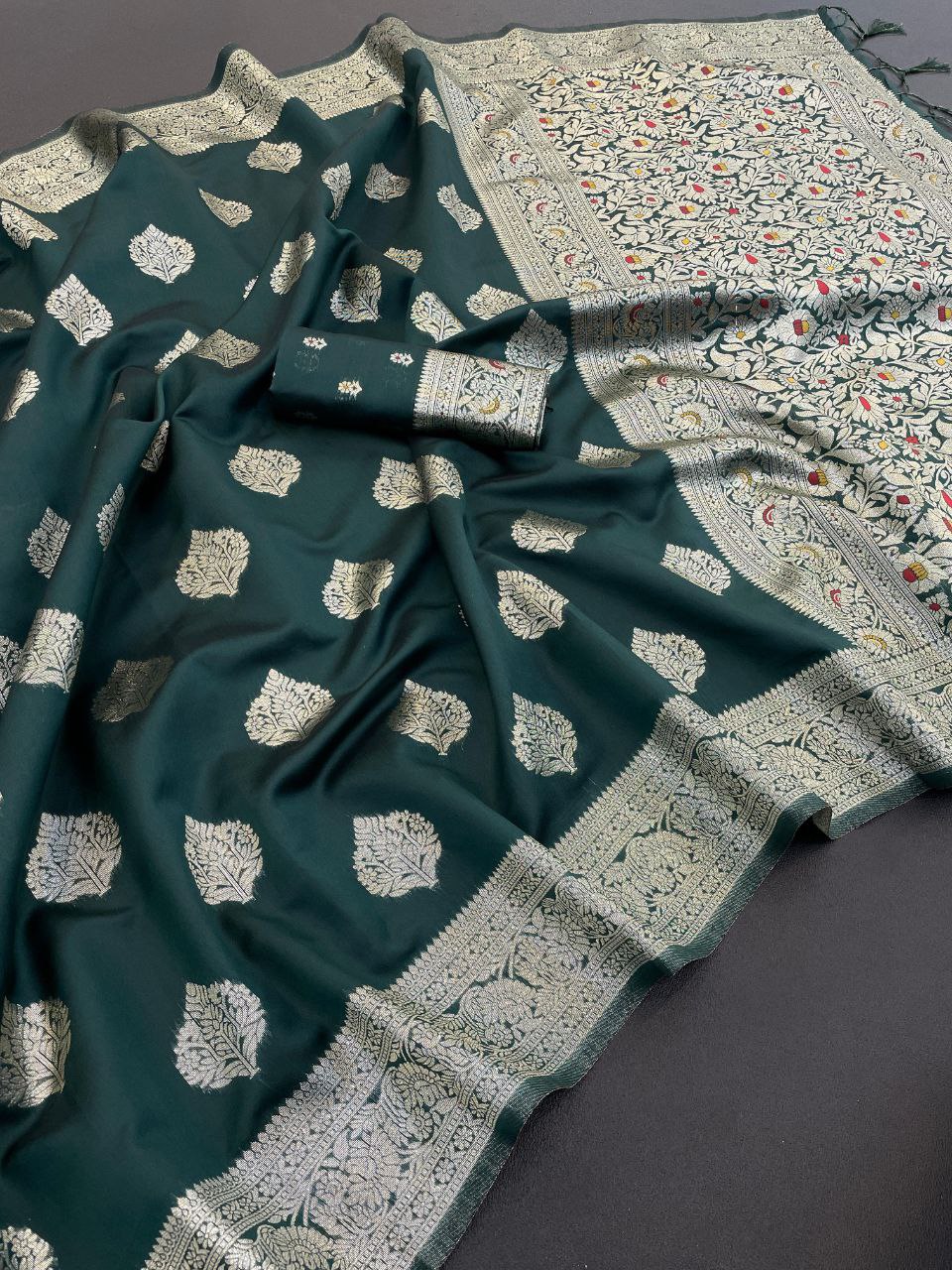 Premium Banarasi Tissue Silk Saree for Festive Elegance - GREEN