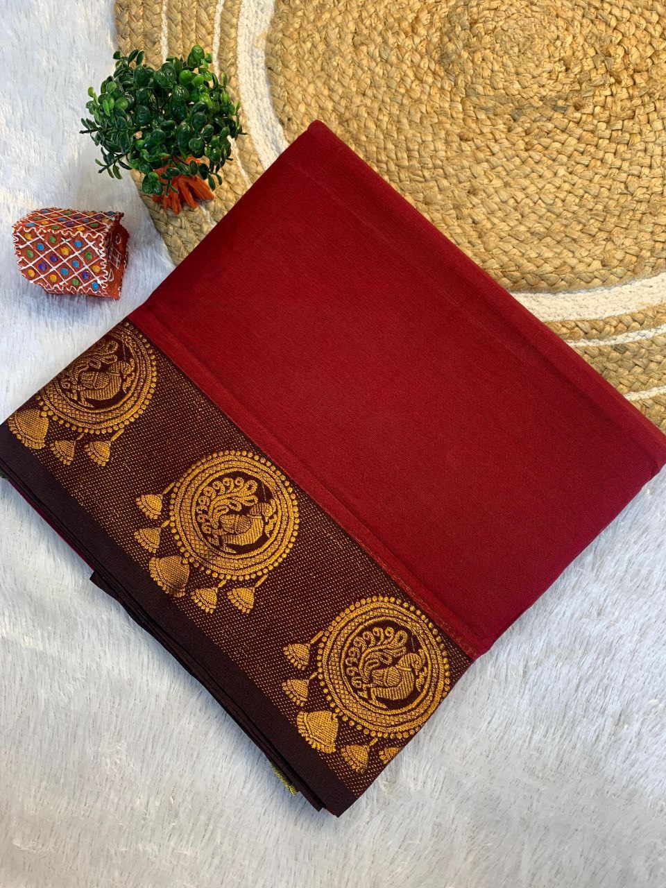 Grace South Cotton Silk Saree  - MAROON