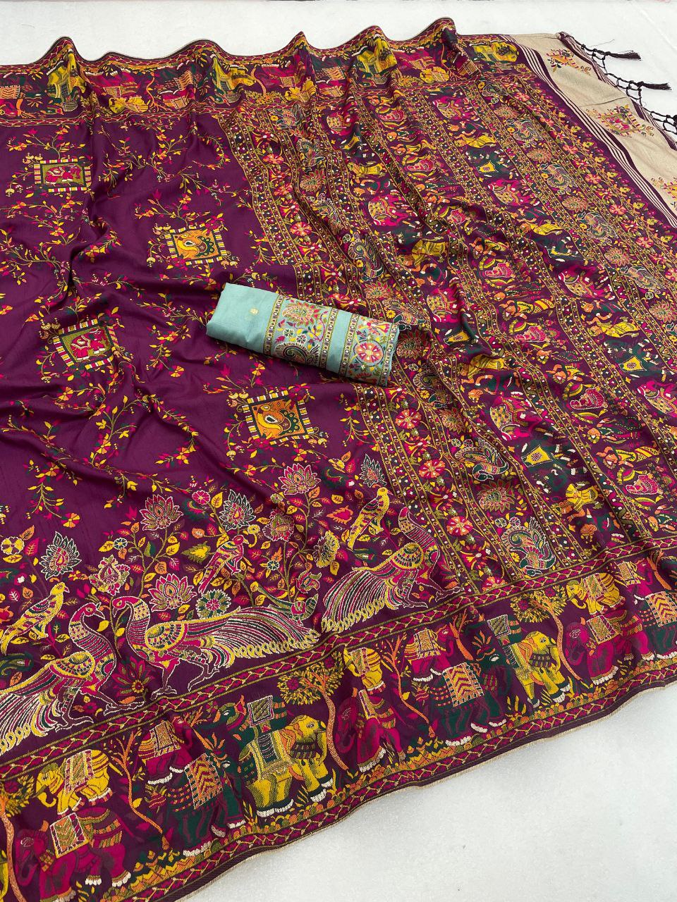 Royal Pashmina Soft Silk Elegance Saree - WINE