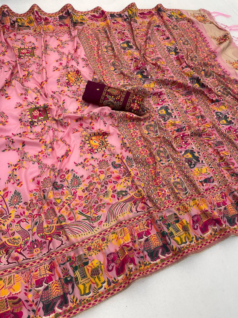 Royal Pashmina Soft Silk Elegance Saree - PINK