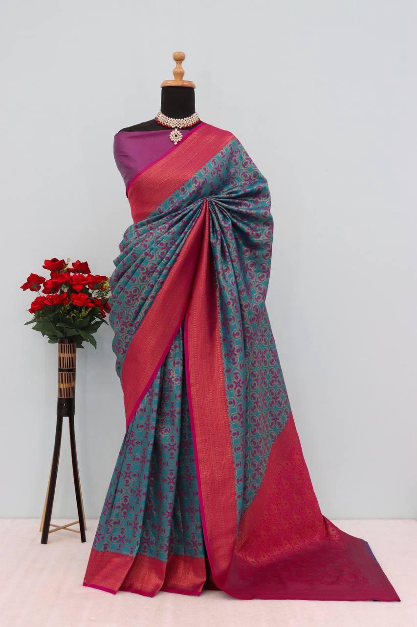 PINK KANIJIVARAM PREMIUM SOFT SILK SAREE
