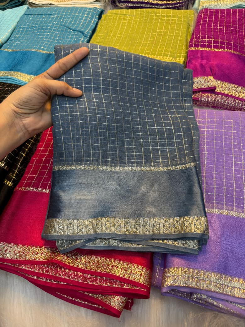 Elegant Bloom Georgette Saree With Running Blouse = GRAY