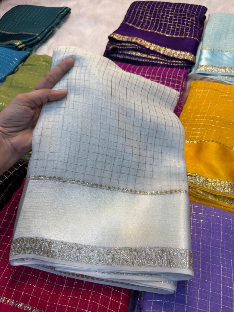 Elegant Bloom Georgette Saree With Running Blouse = WHITE