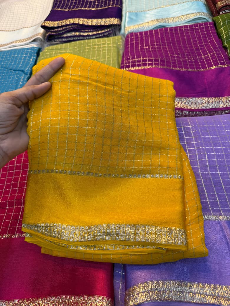 Elegant Bloom Georgette Saree With Running Blouse = YELLOW
