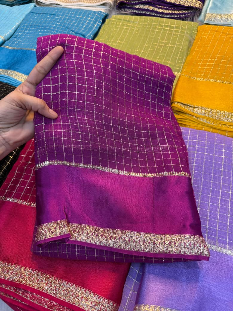 Elegant Bloom Georgette Saree With Running Blouse = ROYAL PURPLE