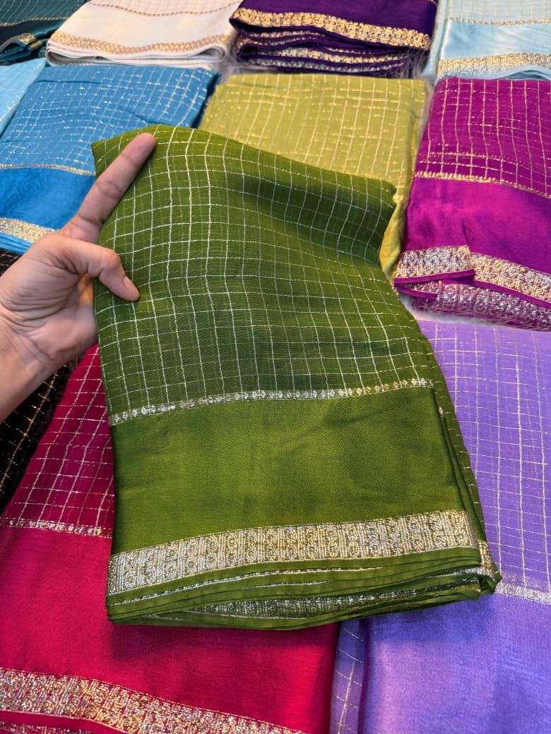 Elegant Bloom Georgette Saree With Running Blouse = MEHNDI