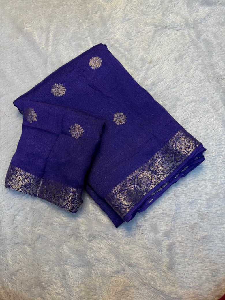 Elegant Pure Viscose Soft Jute Khadi Saree with Heavy Border & Jacquard Butta - PURPLE