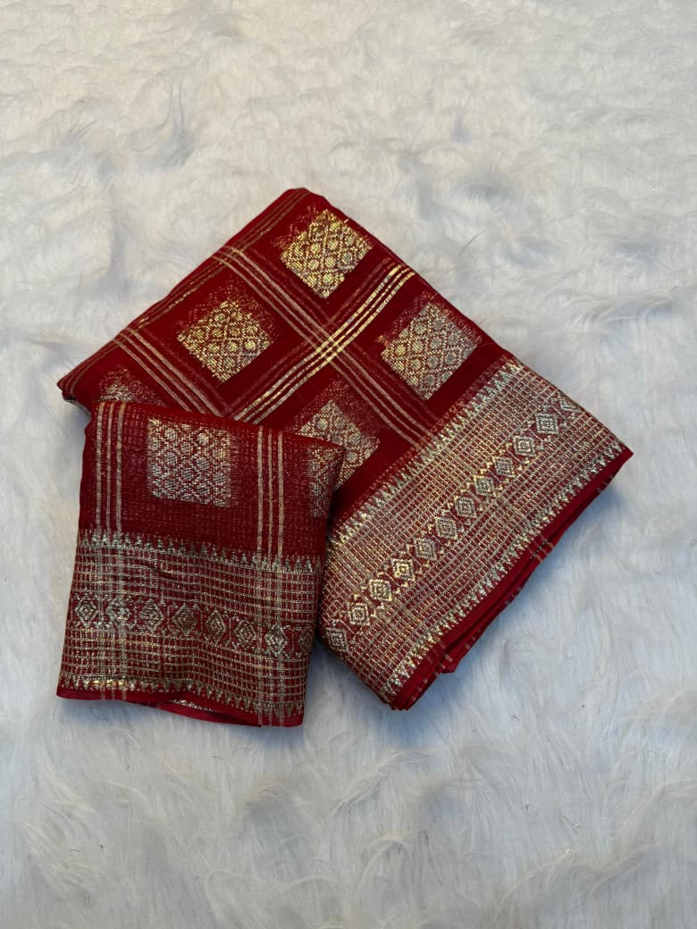 Traditional Luxury Silk Saree with Intricate Woven Motifs and Sophisticated Ethnic Appeal - RED