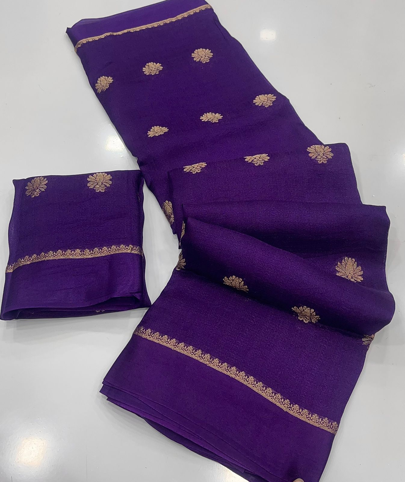 Soft Viscose Khadi Silk Designer Saree with Satin Border PURPLE