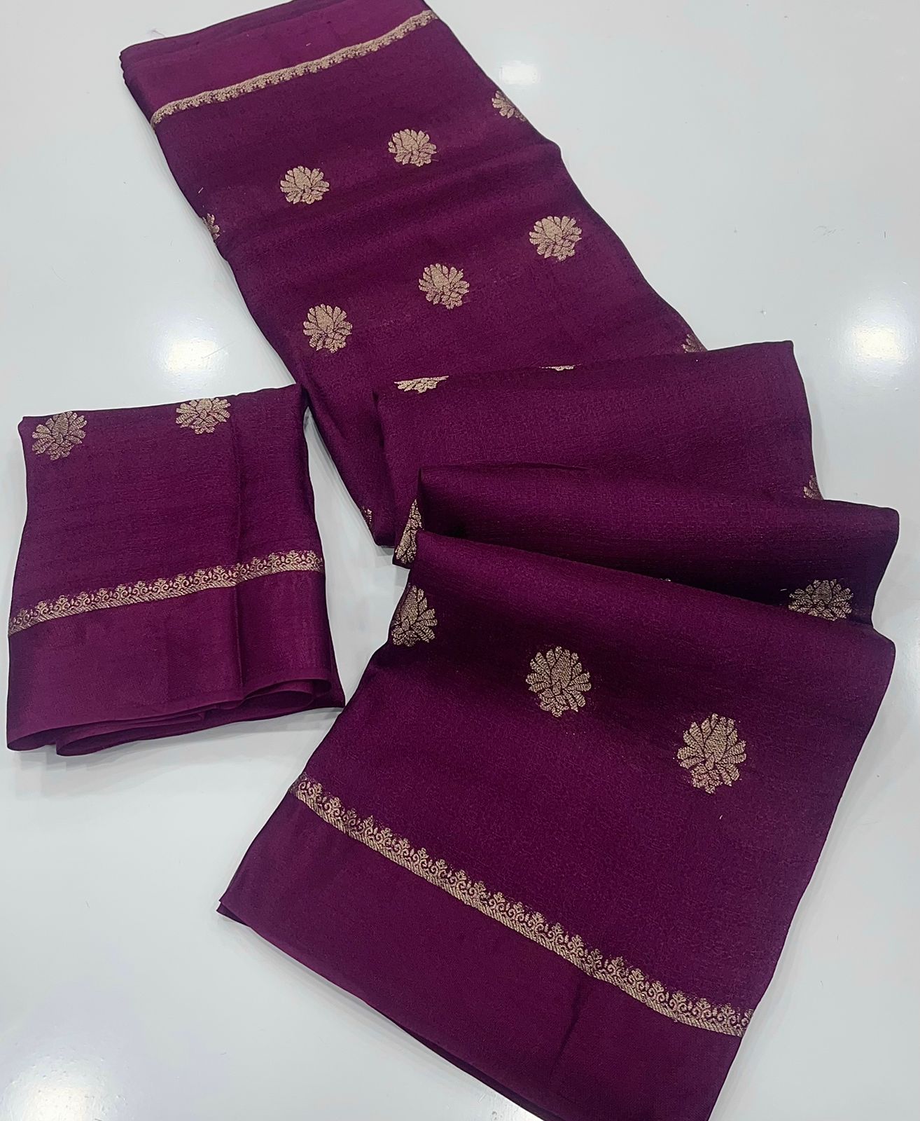 Soft Viscose Khadi Silk Designer Saree with Satin Border WINE