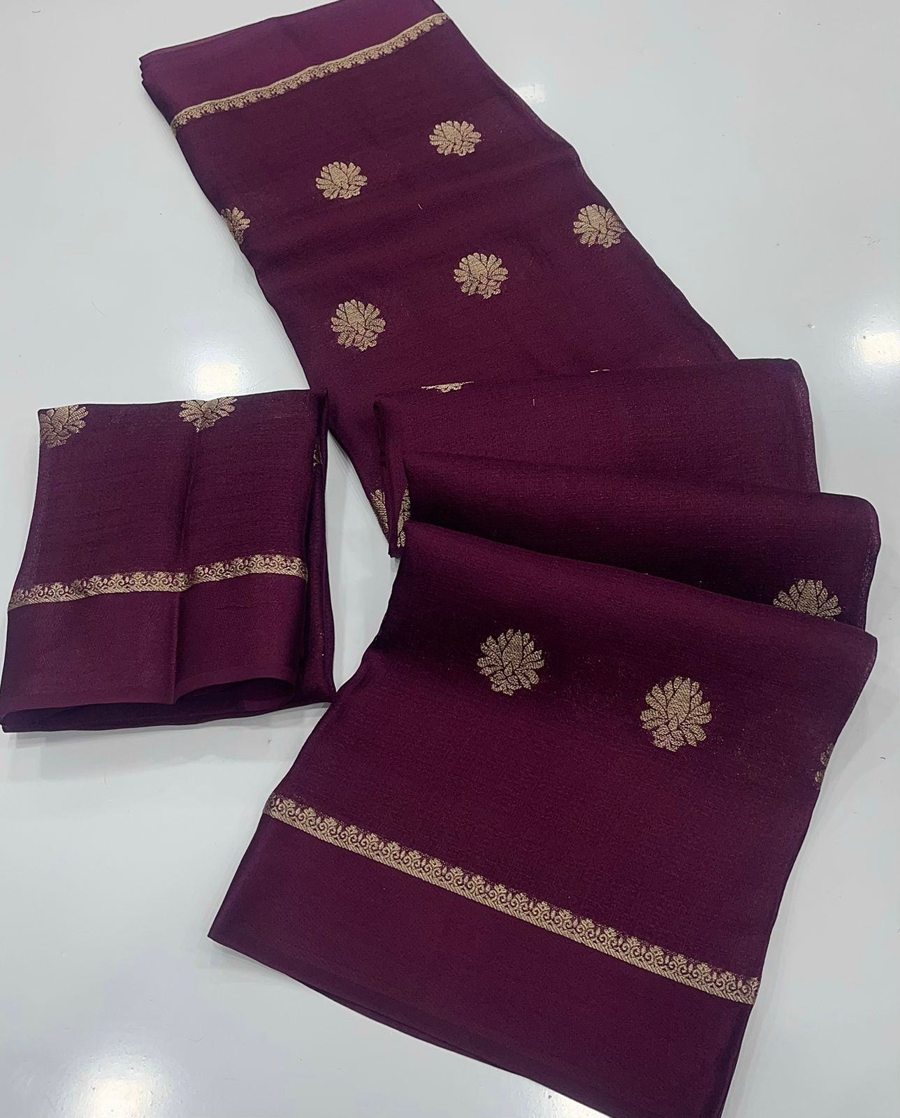 Soft Viscose Khadi Silk Designer Saree with Satin Border BROWN