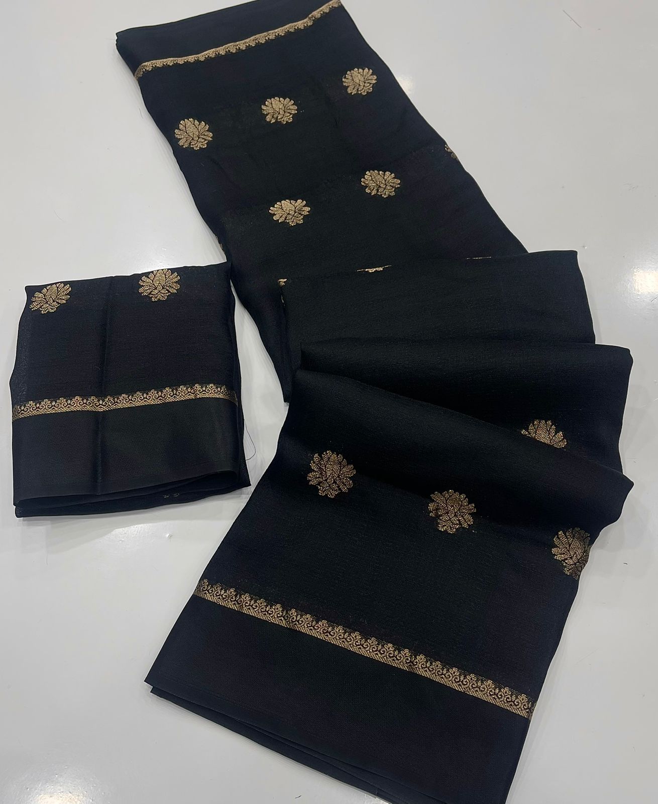 Soft Viscose Khadi Silk Designer Saree with Satin Border BLACK
