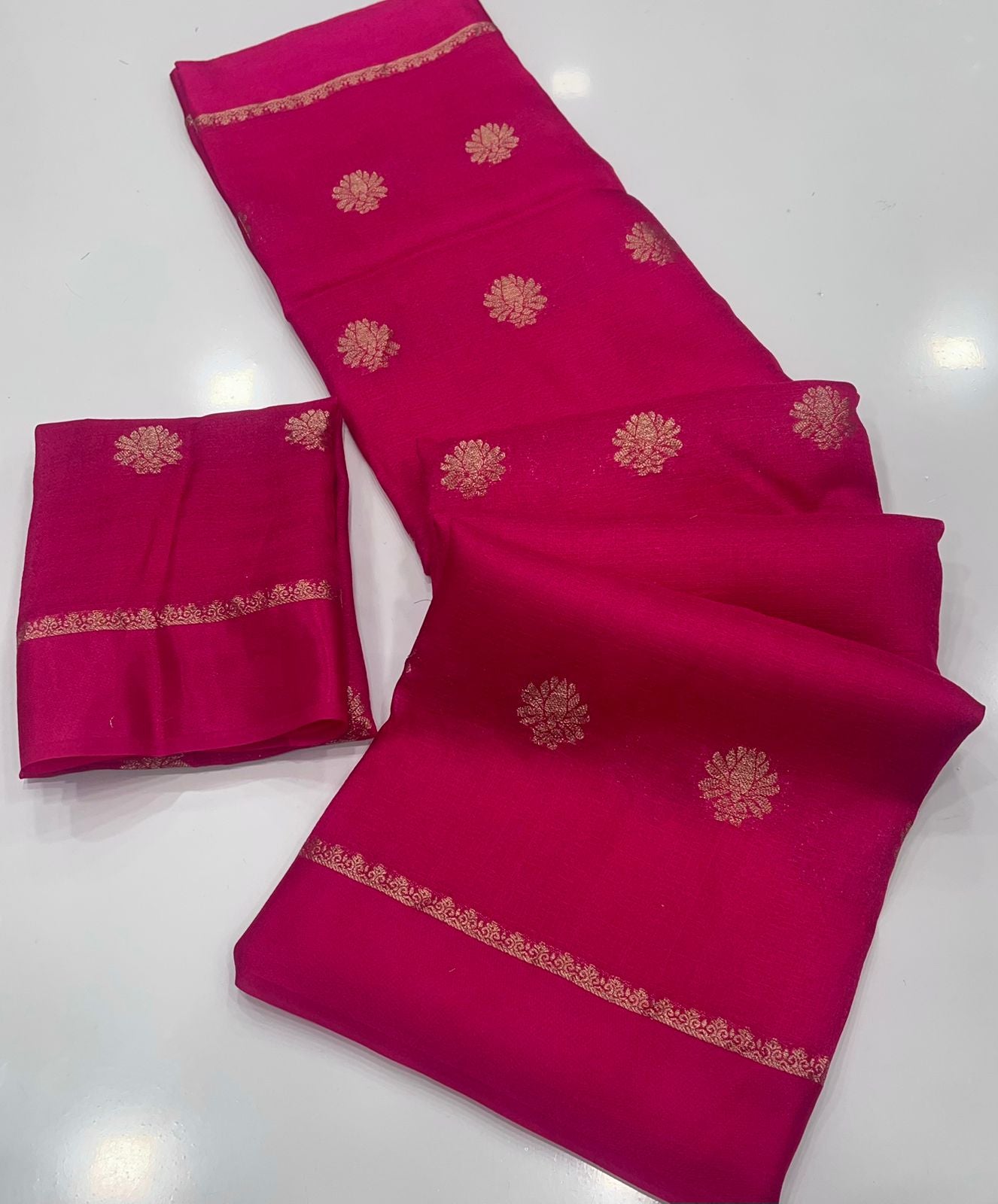 Soft Viscose Khadi Silk Designer Saree with Satin Border PINK