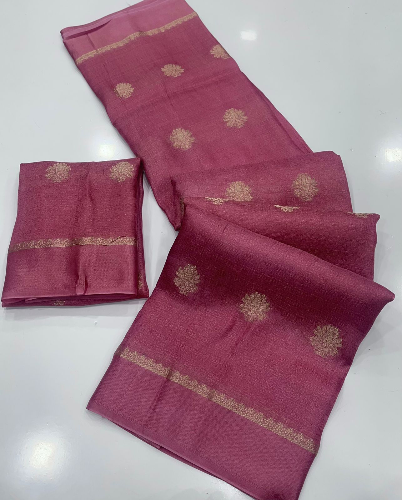 Soft Viscose Khadi Silk Designer Saree with Satin Border ONION PINK