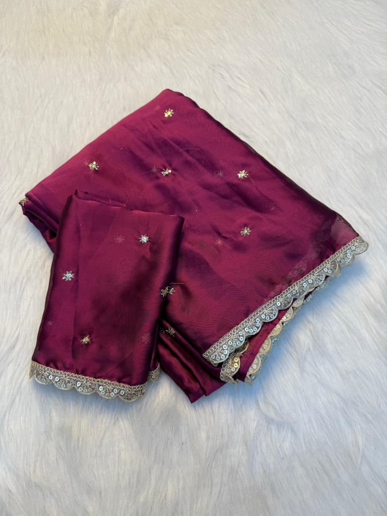 Pure Rangoli Silk Sequence Work Saree - PINK