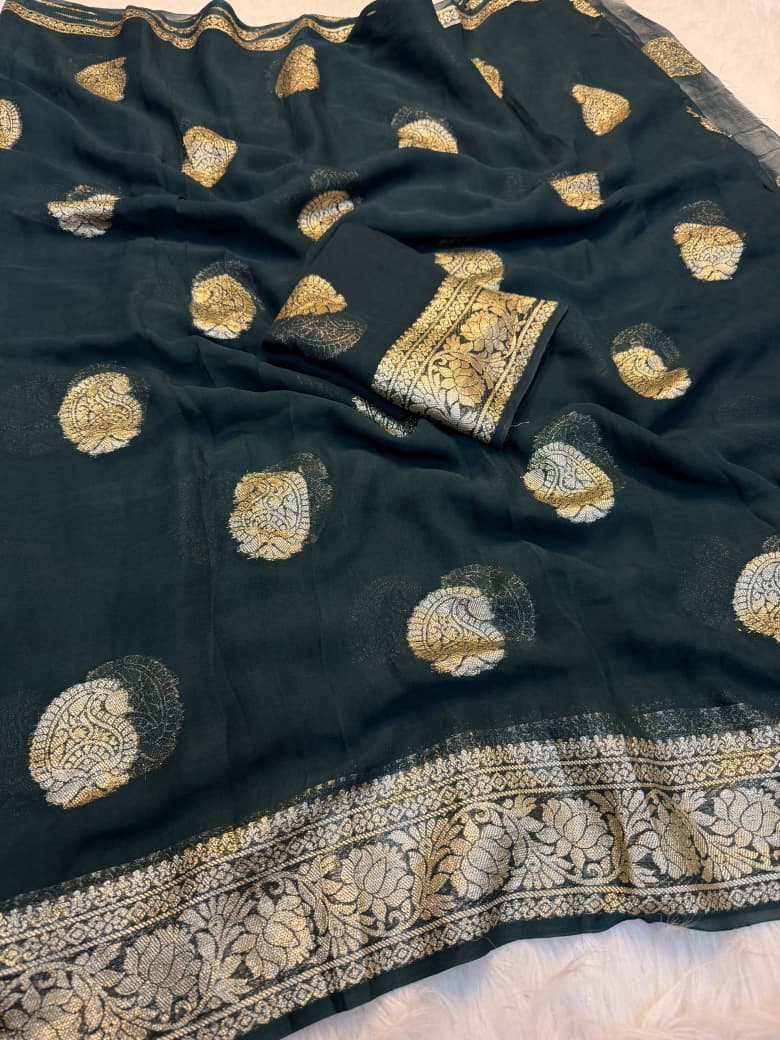 Traditional Soft Silk Zari Border Saree for Women - GRAY
