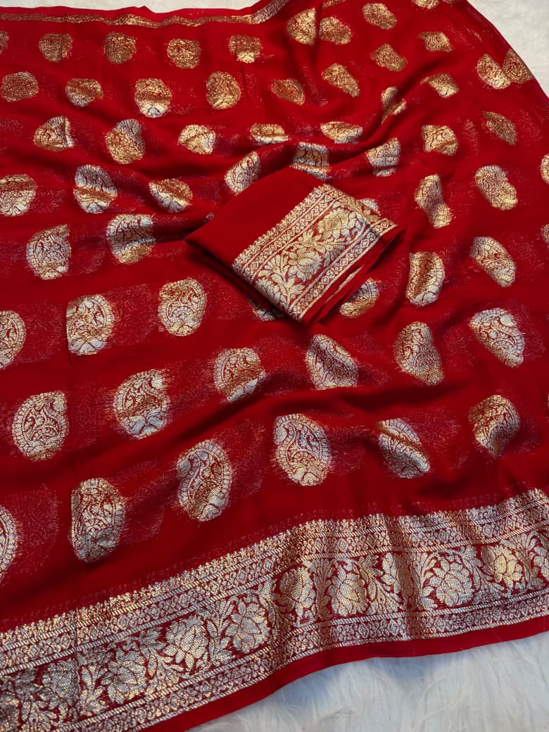 Traditional Soft Silk Zari Border Saree for Women - DUSTY RED