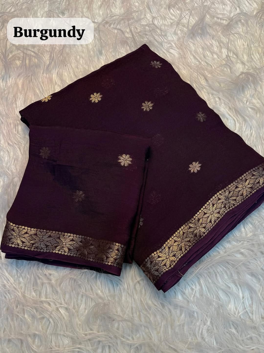 Premium Pure Viscose Weaving Jacquard Saree with Matching Blouse - BURGUNDY