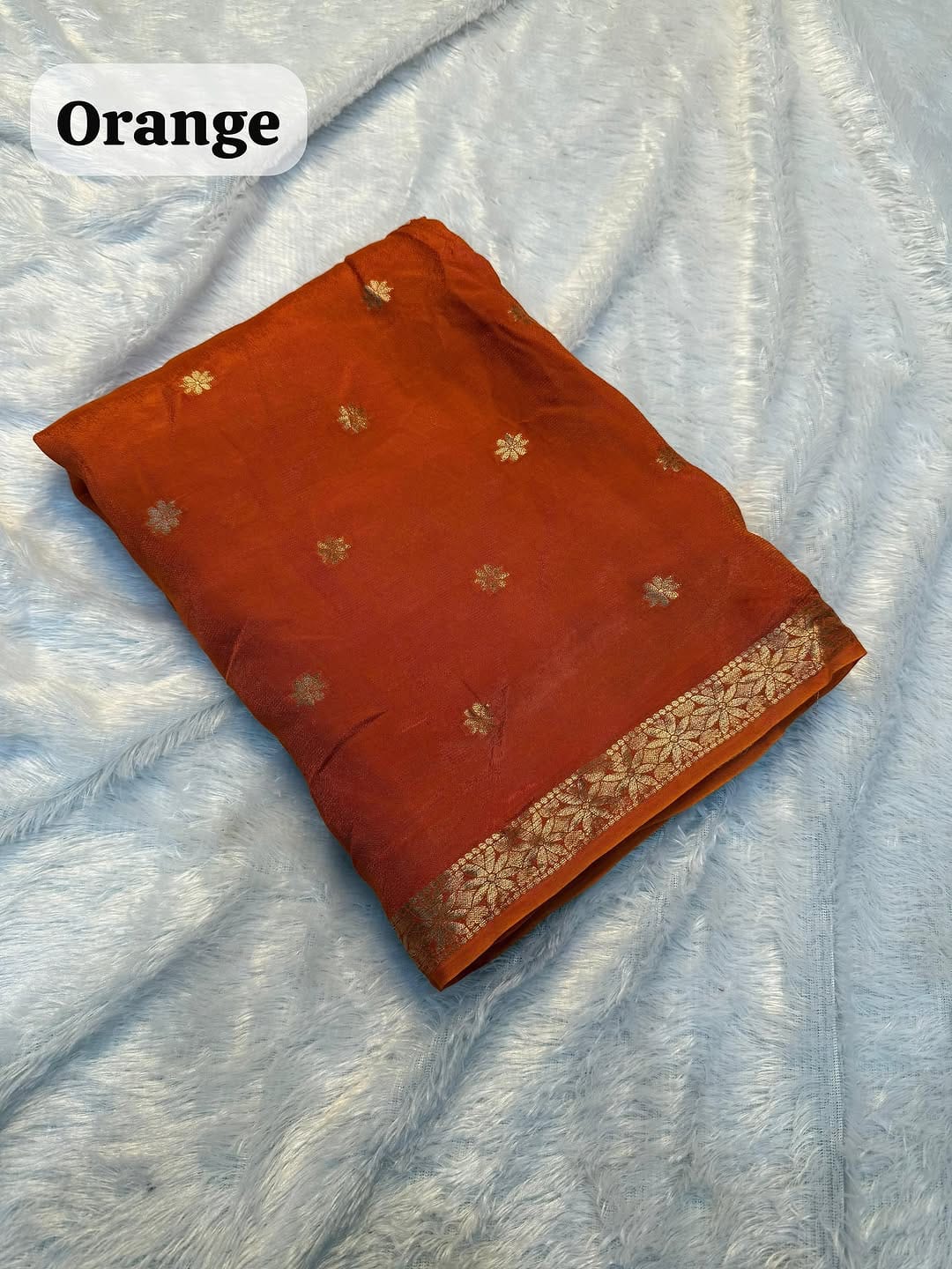 Premium Pure Viscose Weaving Jacquard Saree with Matching Blouse - ORANGE