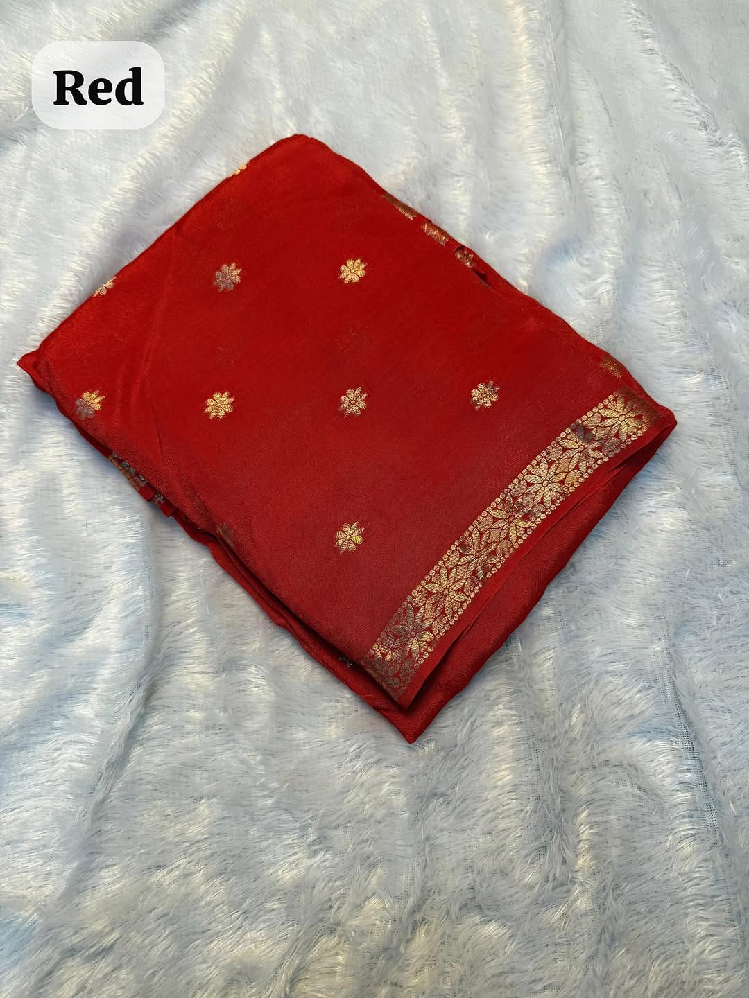 Premium Pure Viscose Weaving Jacquard Saree with Matching Blouse - RED