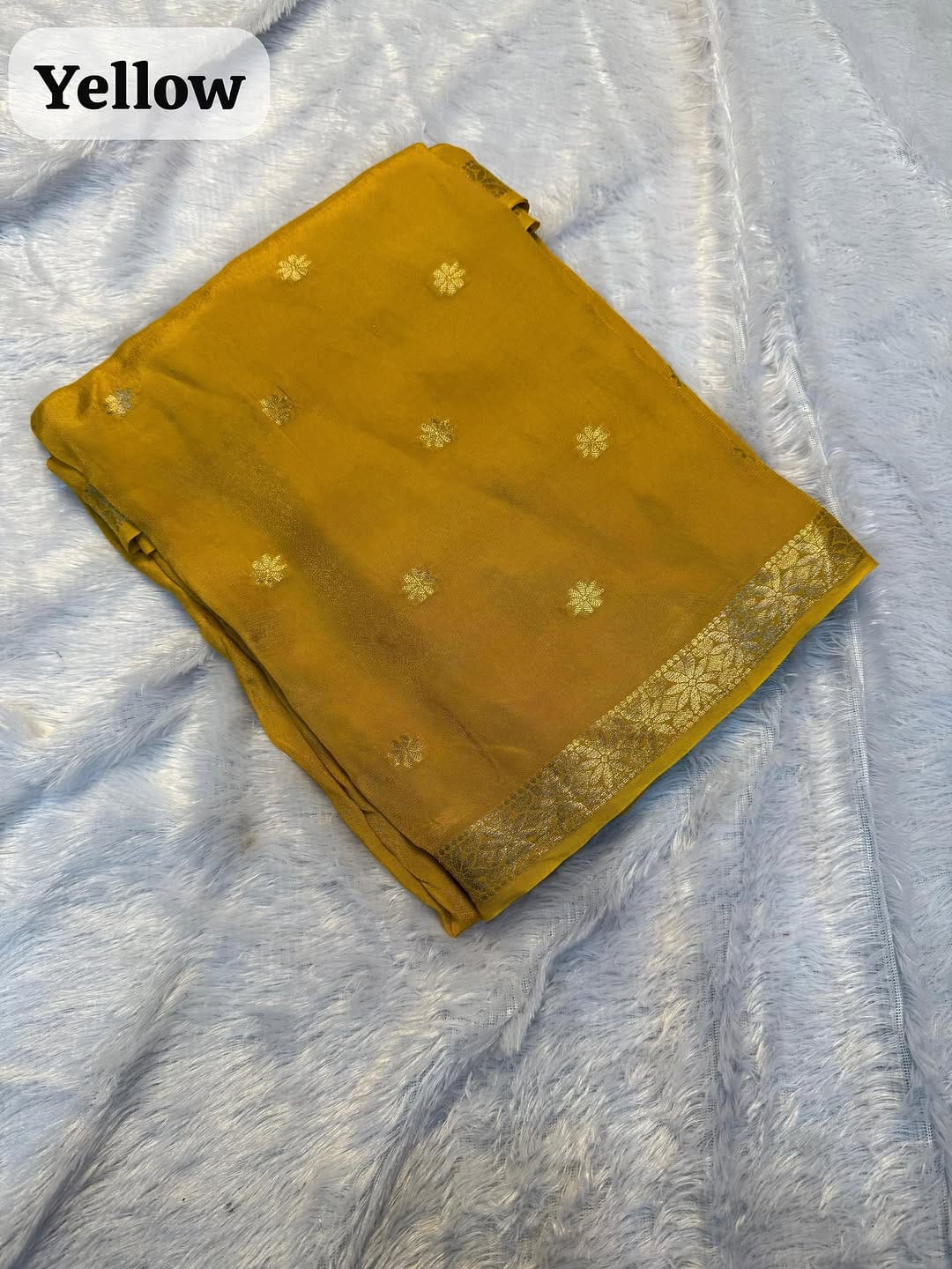Premium Pure Viscose Weaving Jacquard Saree with Matching Blouse - YELLOW