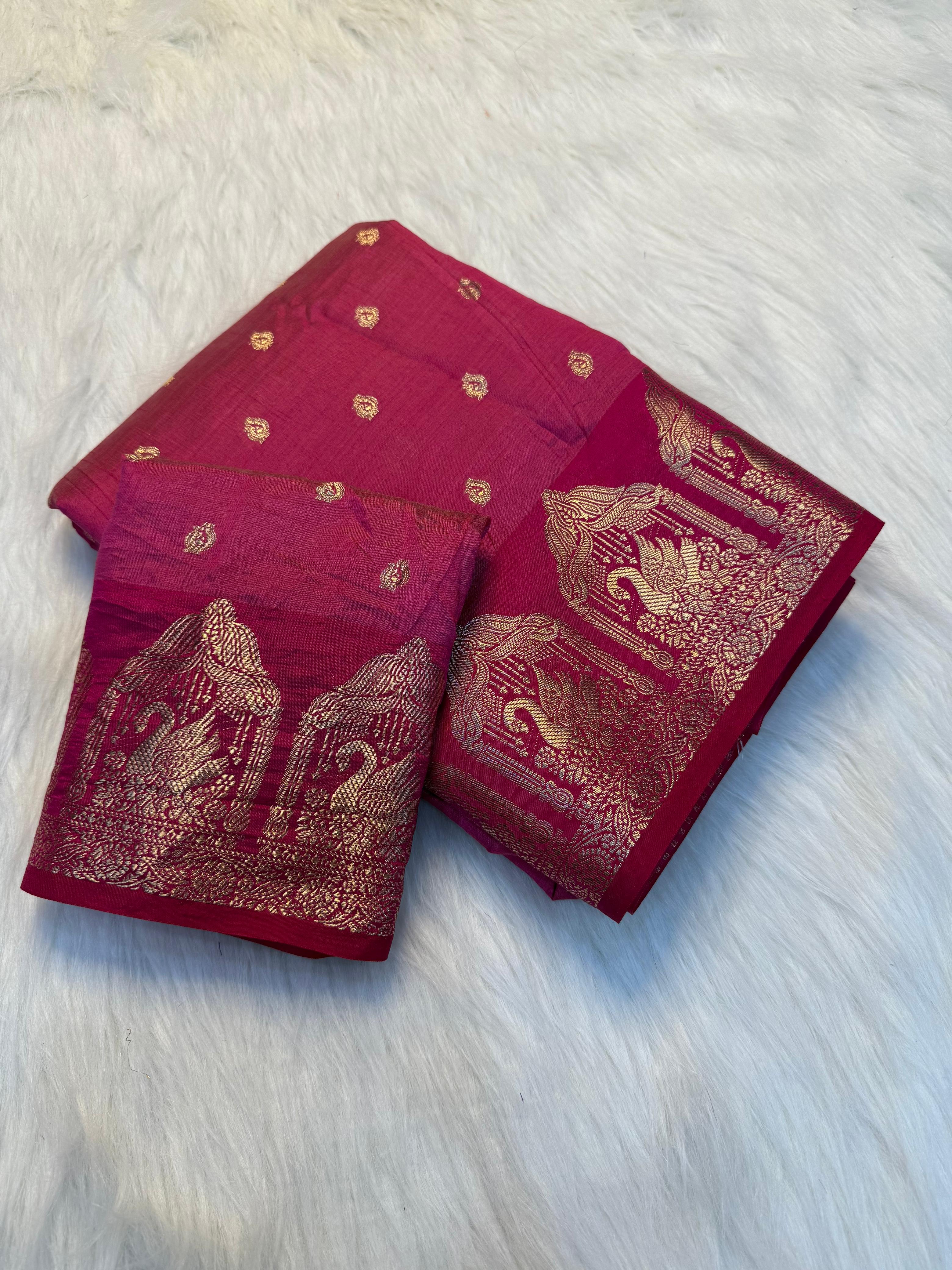 Royal Chit Pallu Tusser Silk Saree-PINK