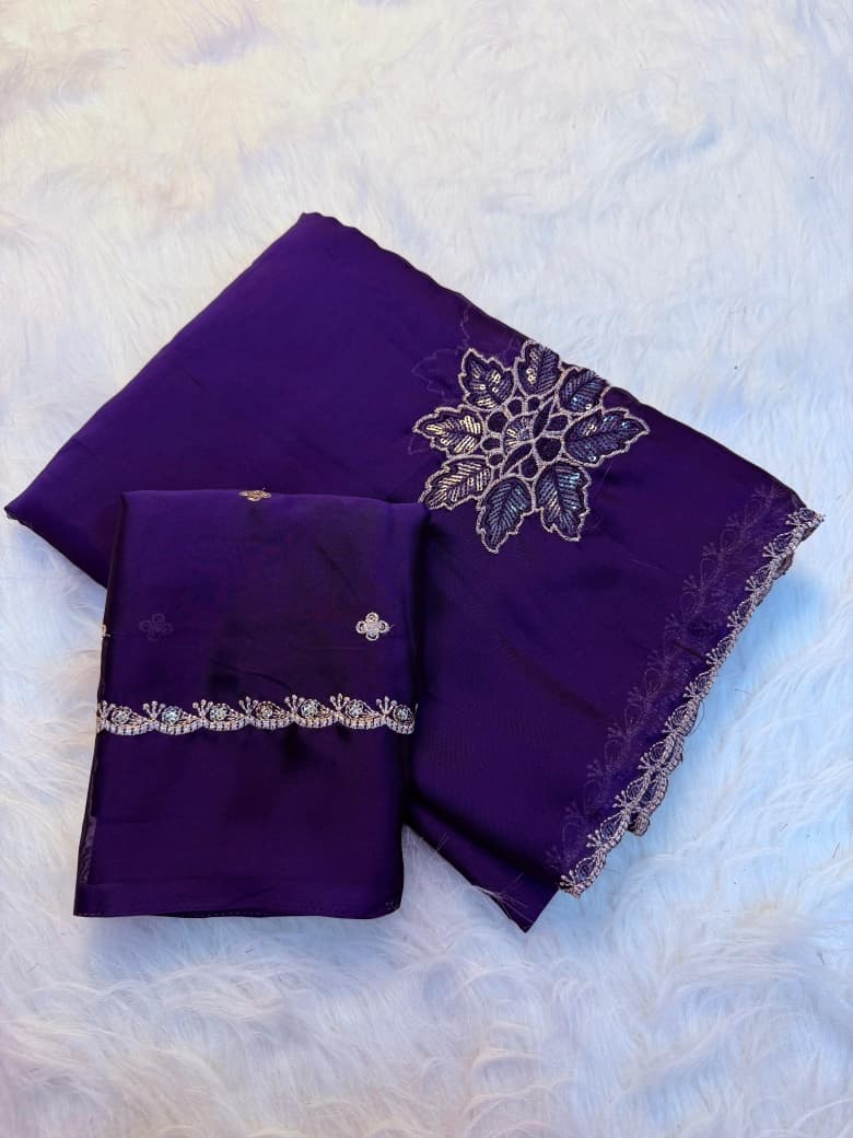 Royal Sparkle Rangoli Silk Saree - PURPLE