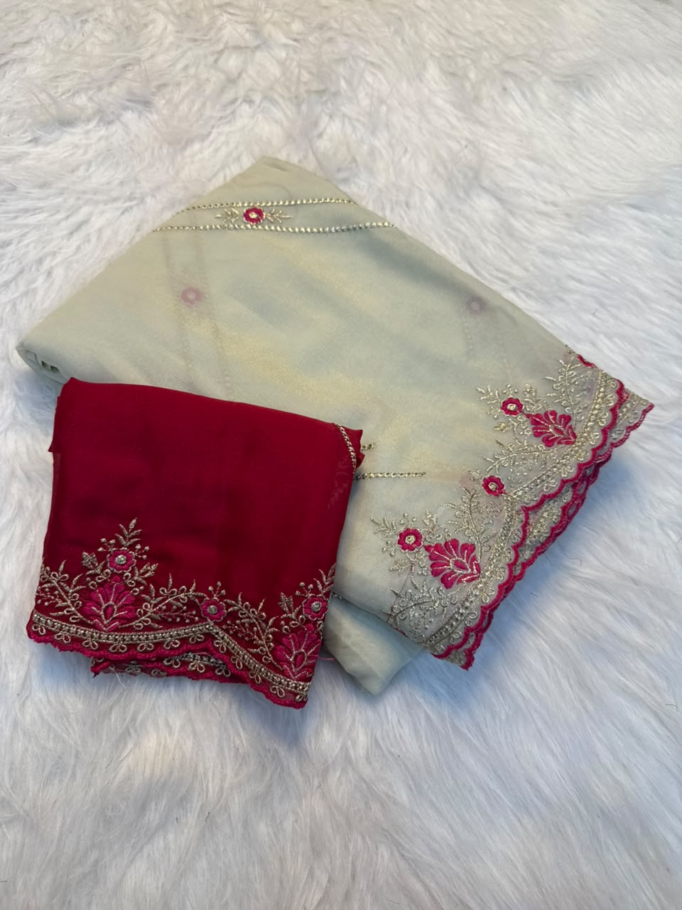 Mehreen Elegance Georgette Saree  -WHITE