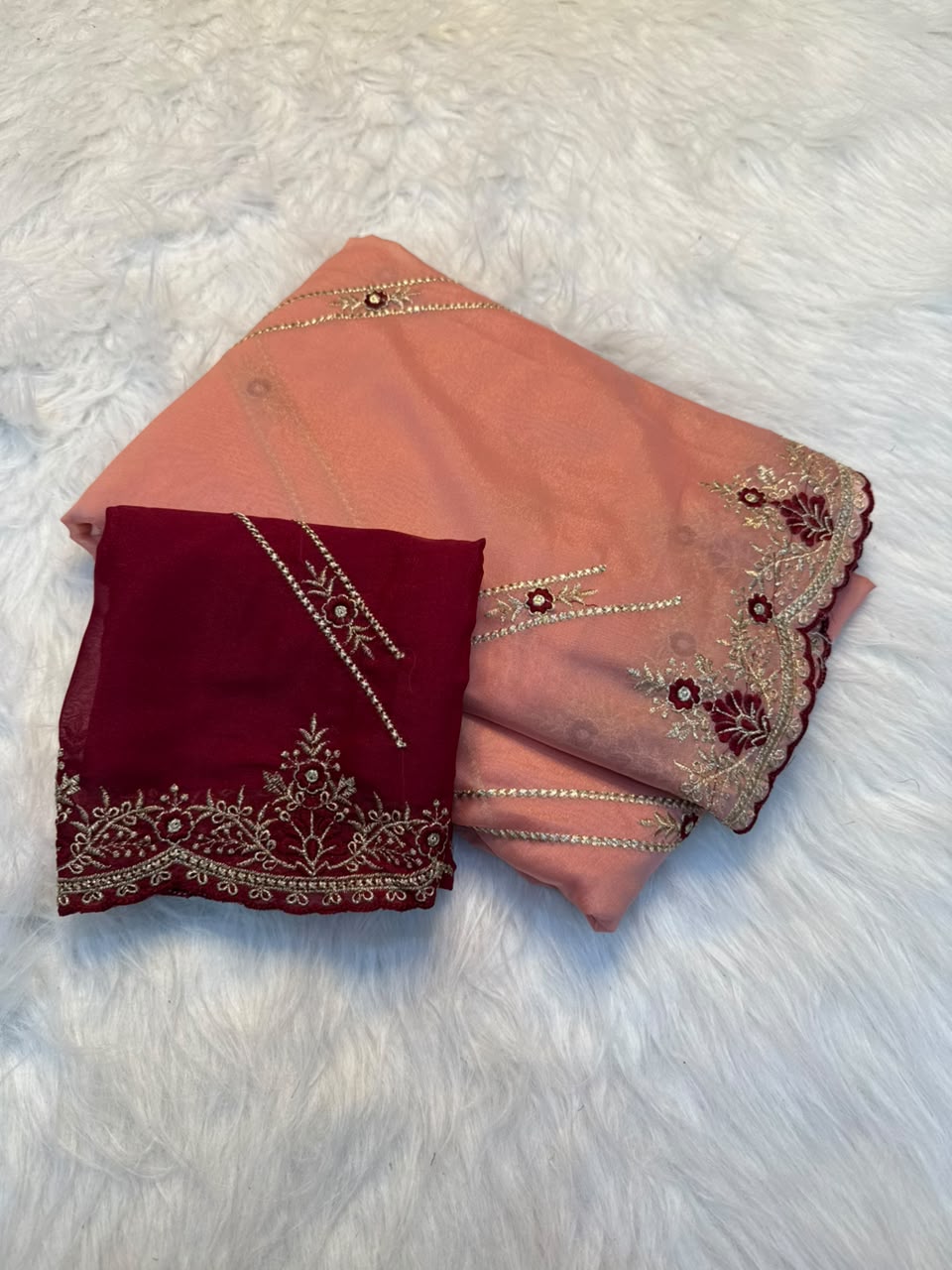 Mehreen Elegance Georgette Saree  -PEACH