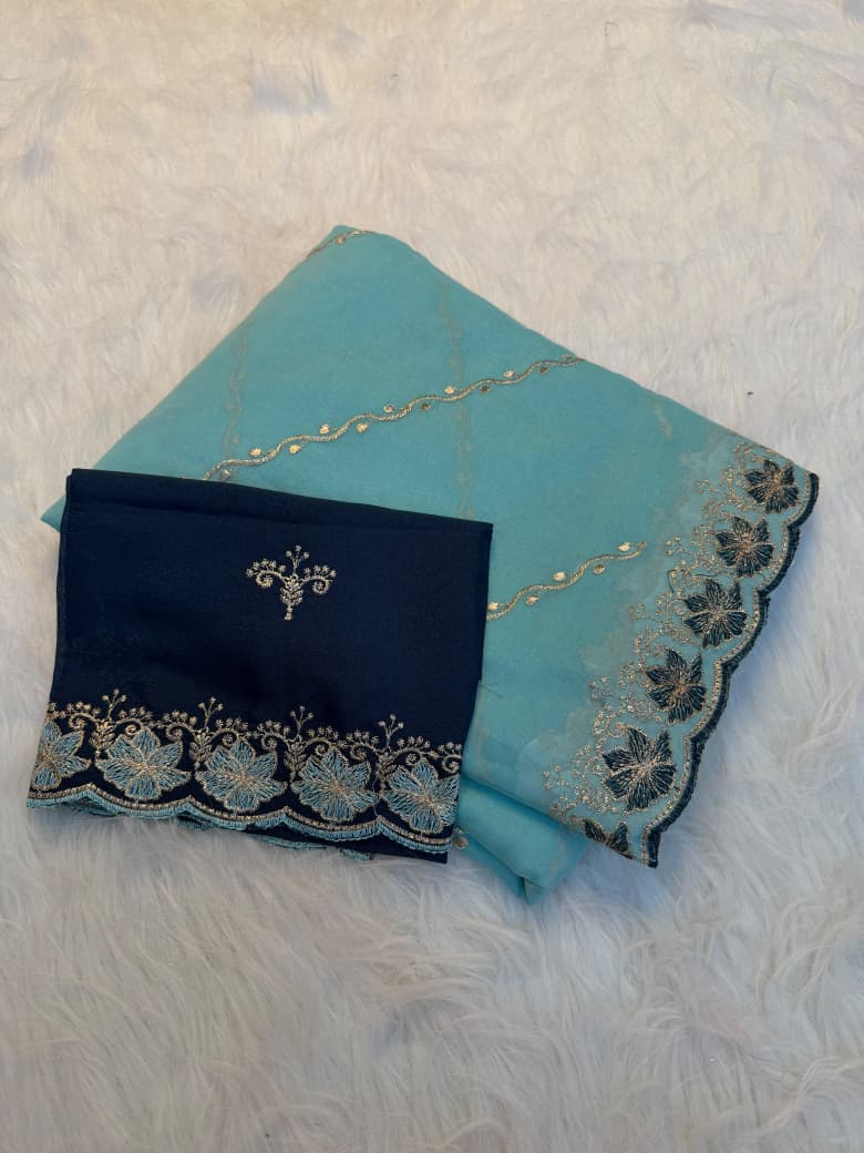 Celestia Soft Georgette Saree - SKY BLUE