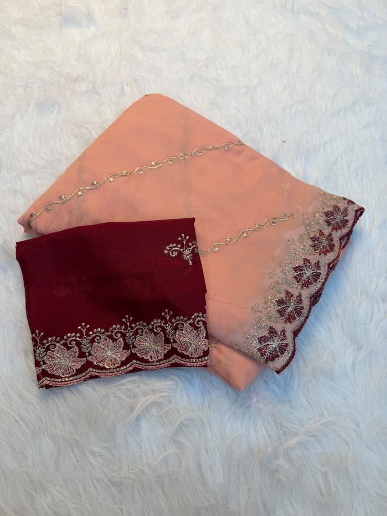 Celestia Soft Georgette Saree - PEACH