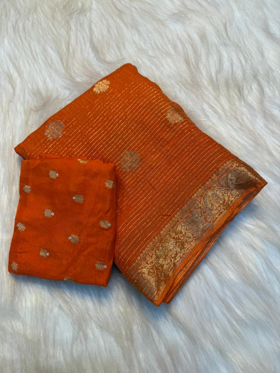 Kesari Kanchan Viscose Georgette Saree- ORANGE