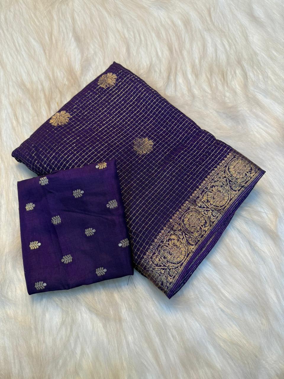 Kesari Kanchan Viscose Georgette Saree-PURPLE