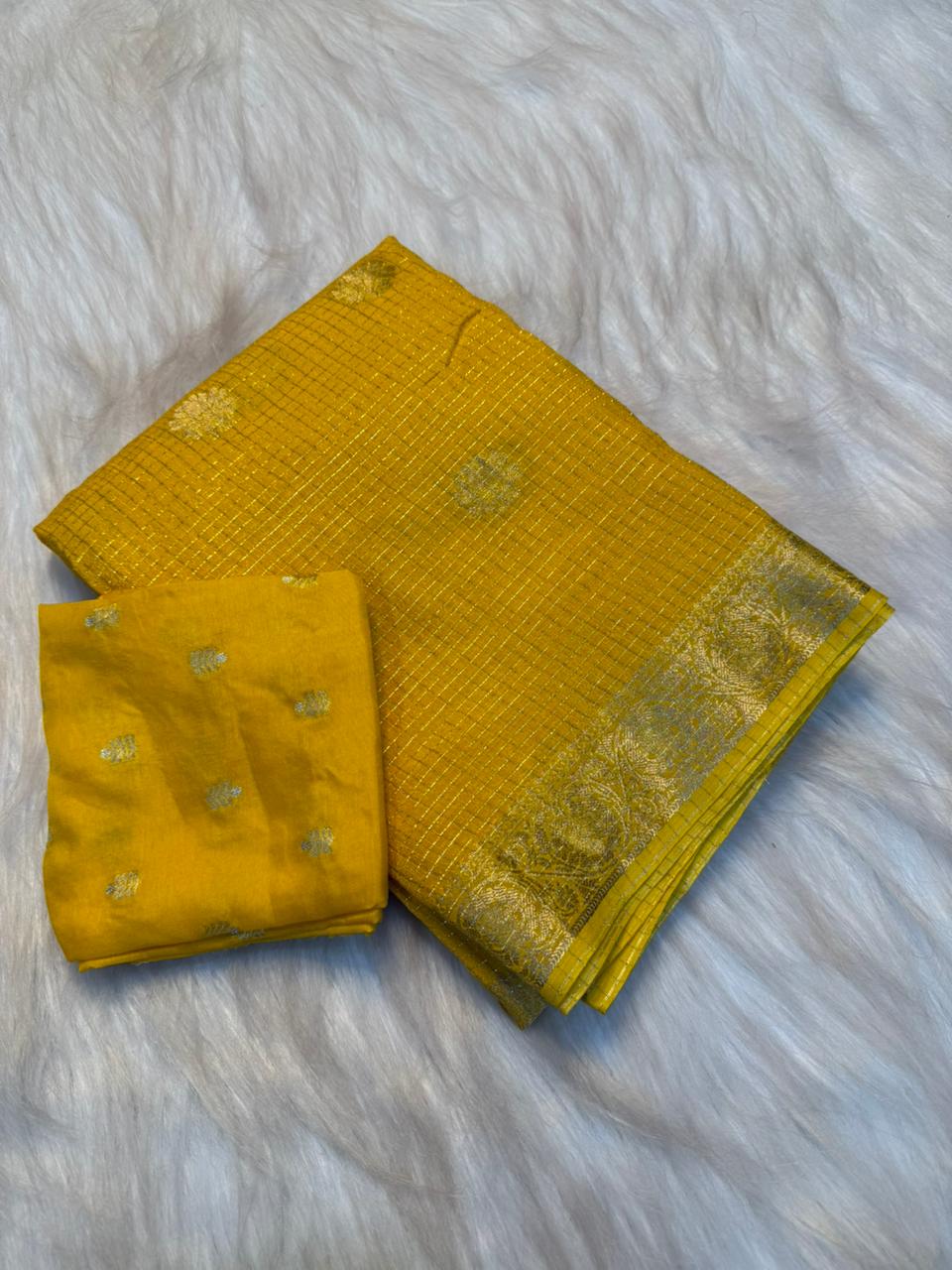 Kesari Kanchan Viscose Georgette Saree-YELLOW