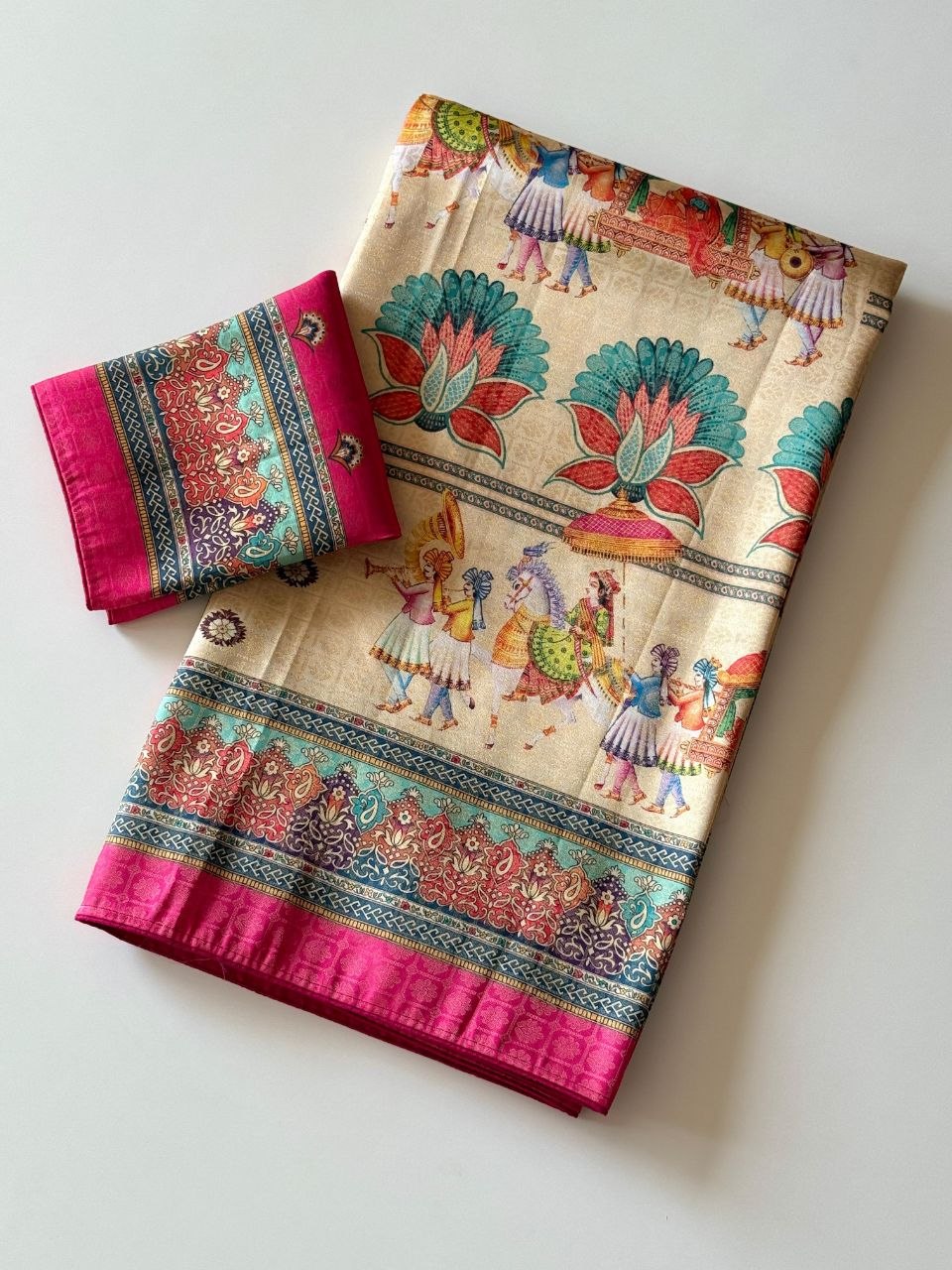 Royal Heritage Digital Print Saree - PINK