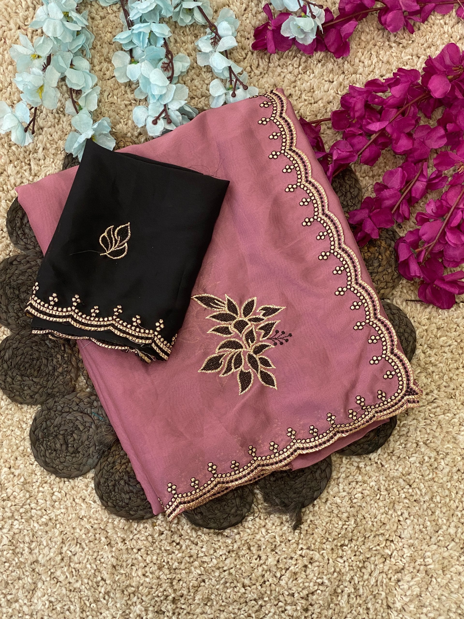 Padmashree Floral Rangoli Saree - PINK